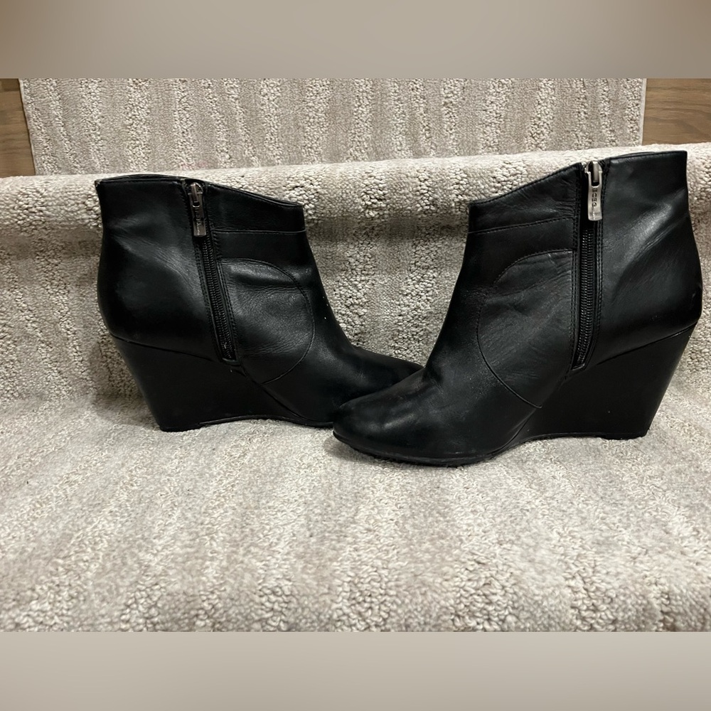 BCBGenerations black faux ledge wedge boots , size 8.5